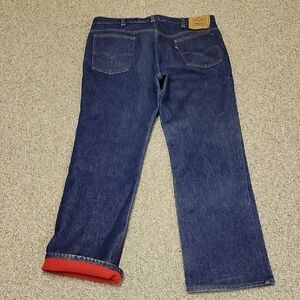 Levi's Orange Tab Flannel Lined Vintage Jeans, Men's 36 X 31.5. USA. Dark Blue